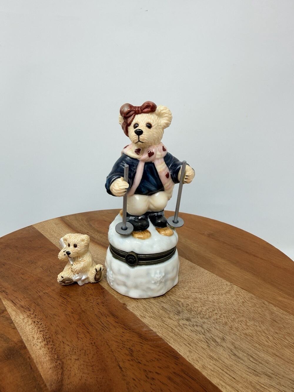 The Boyds Collection 1999 Ski Bear Trinket Box With Mini Bear